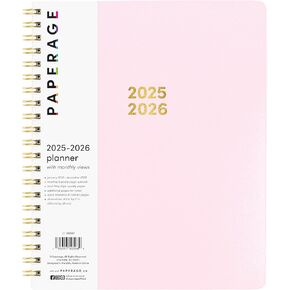 PAPERAGE 2 Year Spiral Bound Planner 2025-2026 (Blush), 24 Month (January 2025 - December 2026), 8.5 in x 11 in, Monthly Spreads & Yearly Plans, Includes Additional Note Pages & Trackers