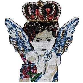 mbroidery Sequins Fashion Crown Angel Fabric Back Patches Wing Crown Motif Applique for Clothes Decorated DIY Sewing 1piece