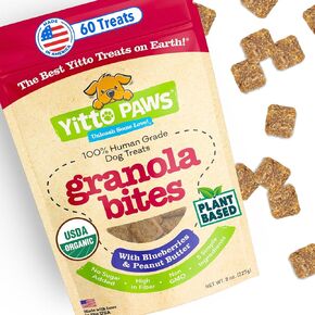 Crunchy Organic Blueberry Dog Treats, Oats & Peanut Butter Healthy Dog Treats, Vegan All Natural Dog Training Treats Made in USA Only – Low Calorie, Human-Grade, No Sugar Added Dog Biscuits