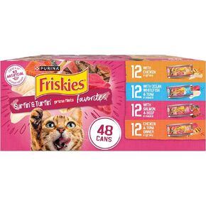 Purina Friskies Gravy Wet Cat Food Variety Pack, Surfin’ and Turfin’ Prime Filets Favorites - 48 ct. Can