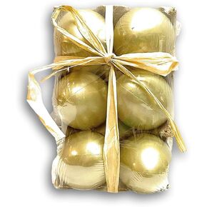 Golden Eggs in Crate with Raffia - 6 Count