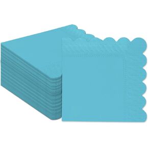 qiqee Blue Series Cocktail Dinner Napkins 5x5inch Disposable Beverage,Wedding, Birthday Party Dessert Wave Paper Napkins(120 Count)