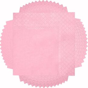 CUSINIUM 50-Pack Classic Pink Luncheon Napkins, 6.5" x 6.5", 3-Ply for Parties & Events