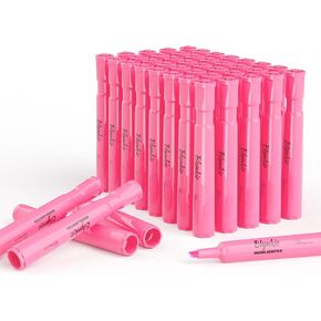 Highlighters Bulk 40 Pack of Pink Tank Style Chisel Tip Highlighters Set for Kid and Adult Coloring Highlighting for Classroom Office School Supplies and Shop Short Style.