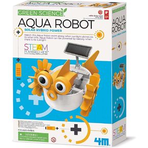 4M: Green Science: Aqua Robot - DIY Water Swimming Fish Toy Robot, Solar & Battery Hybrid Power, STEM Building Craft & Activity Set, Kids Ages 5+