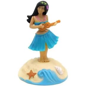 Blue Solar Powered Dancing Figures Decoration - Solar Shaking Head Ornaments Hula Girl - Solar Powered Car Dashboard Interior Decoration Desktop Ornaments Shaking Head Figure Toy ，Decoration
