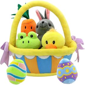 JOYIN 7 Pcs Basket for Easter Plush Original Style Plushies Playset Stuffers Toys Party Favors,Plush Baby, Toddler & Kids of All Ages