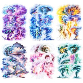 Lightning Tornado PET Sticker Set, 60Pcs Large Holographic Stickers for Scrapbooking, Journaling, Junk Journal Supplies, and DIY Crafts
