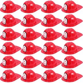 24 PCS Kids Kids Firefighter Hat ، قبعة رجل إطفاء من البلاستيك ، خوذة رئيس النار الحمراء للأطفال ، قبعات ناعمة لطيور Fireman's Helmet Helmet Fire For Boys Girls Play Party Assum