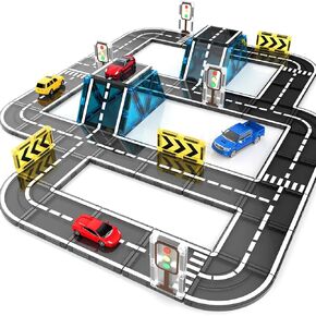Magnetic Tiles Road Set for Kids 3 4 5 6 7 8 Magnetic Building Blocks, Magnetic Construction Toys Preschool STEM Educational for Girls Boys Toddler 3+ Years