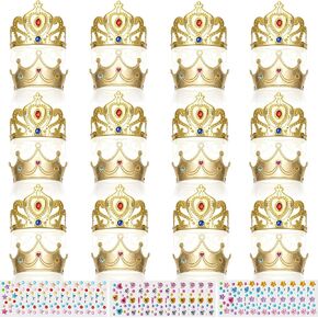 Bettoor Foam Princess Crowns Set, Foam Crowns for Kids to Decorate, Crown Crafts for Kids to DIY Prince Crown Kit, Make Your Own Crowns with Rhinestone Stickers (24 Crown+24 Stickers)