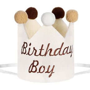 Brown Embroidered Birthday Crown, Boho Boy Birthday Crown, Birthday Boy Crown, Birthday Decorations for Boys, Birthday Hat Decorations