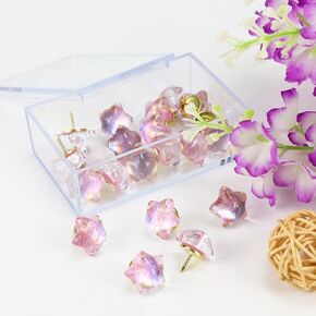 Buqoo 20pcs Cute Decorative Push Pins, Pink Pentagram Star Push Pins for Bulletin Board, Thumb Tacks for Cork Board Wall Hangings and Map, Work Desk Decor or Home