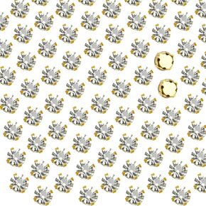 100 Pcs 8MM Sew on Crystal Rhinestones, Sewing Rhinestones for Crafting, Sew on Glass Gems for Clothing,Sew on Rhinestones with Flatback Gold Claw(Clear)