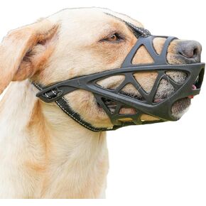 Dog Muzzle, Soft Breathable Muzzles for Small Medium Large Dogs， Basket Muzzle for Dog with Adjustable Straps, Prevent Biting Chewing and Licking, Dog Mouth Cover for Scavenging (L)