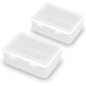 Clear Plastic Storage Containers Box with Lid (5.04x3.5x1.69 inch, 2 Pack), Rectangle Plastic Clear Storage Containers Box for Beads, Coins, Safety Pins and Other Craft Jewelry Watch Findings