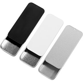 JIYIN 3 PCS Metal Tin Box Containers, 3.15x1.34x0.47Inch Slide Top Tin Containers Rectangular Empty Hinged Tin Boxs, Portable Box Containers Mini Tins with Lids for Candies, Jewelry, Crafts