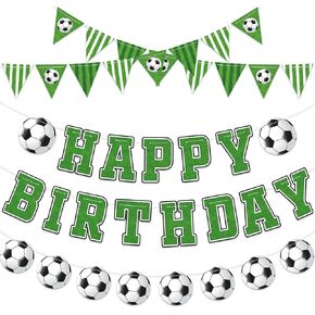 Soccer Birthday Banner Soccer Theme Paper Garland Soccer Pennant Flag Soccer Flags Bunting Banners Soccer Happy Birthday Party Decorations for Boys Kids Sports Football Birthday Party