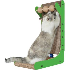 Cat Scratcher ، Post 23.6 بوصة خدش Cat ، خدش Cat الرأسي على شكل L للحجم والأريكة ، خدش CATROPBOARD مع لعبة الكرة للقطط الداخلية