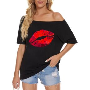 Womens Off The Shoulder Tops Shiny Shirts Short Sleeves Regular and Plus Size Dolman Metallic Tops