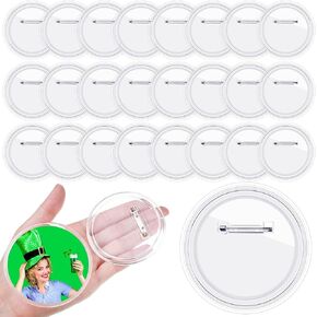 Daifunli 24 Pcs Sublimation Buttons Blanks with Pins 3 Inch Sublimation Buttons Pins, Clear Acrylic Heat Transfer Style, Make Your Own Pin Badge for DIY St. Patrick's Day Craft Gifts
