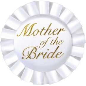 Beistle Mother of The Bride Satin Button, 3-1/2-Inch, One Size, White/Gold