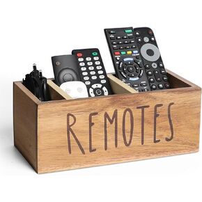 Acacia Wood Remote Control Holder, TV Remote Holder, Remote Organizer for Table,Home,Living room, bedroom for Wooden Remote Box (Brown, S,for 2 or 3 Remote Controls)