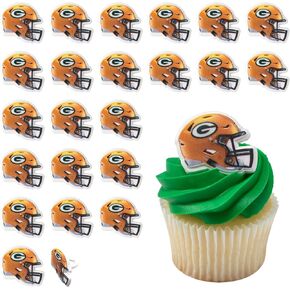DecoPac NFL Green Bay Packers Helmet Rings, 24 Football Cupcake Decorations, Officially Licensed, Football Rings, Food Safe Cake Toppers – 24 Pack
