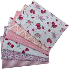 6Pcs Cotton Fabric Squares 20x20 Inch (50x50cm) Pre-Cut Quilt Squares Sheets Patterns Craft Cotton Fabric Bundle for Sewing Quilting Patchwork Crafting Home Décor Handwork (Pink)