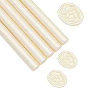 Glue Gun Wax Seal Sticks Pearl Beige, Andotopee 10pcs Pearlescent Sealing Wax Sticks for Wax Seal Stamp, 0.43 X 5.3" Premium Wax Seal Wax for Wedding Invitation Letter Envelope Seal Stickers DIY Craft