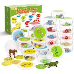 Alphabet Learning Toys for Toddlers, 104 Flash Cards and 26 Animal Objects, Uppercase Lowercase ABC Matching Color Sorting Game, Montessori Preschool Educational Learning Toys for Kids 3 4 5 Year Old
