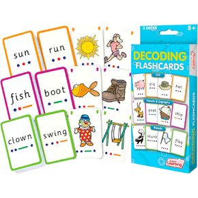 Junior Learning Decoding Flashcards, 162 Cards, Ages 5+, Language & Decoding, K-1