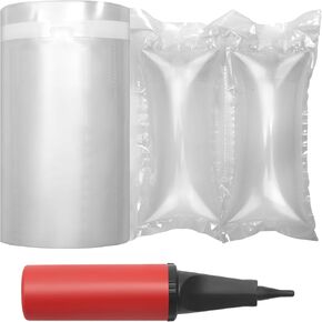 400 Count Air Pillows for Shipping 3.54'' x 7.87'', Anglecai Inflatable Packaging Air Bags with Pump, Clear Plastic Bubble Cushioning Wrap Roll for Packing Peanuts, Purse Stuffers