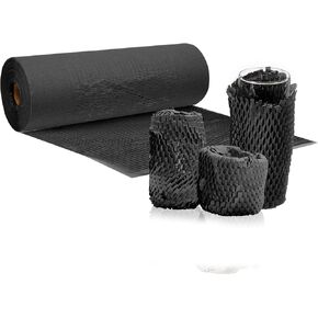 Coobbar Honeycomb Packing Paper, Black, Kraft Paper, 12" x 131' Roll, Perfect for Shipping, Moving, Gift Wrapping