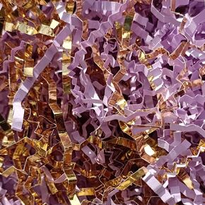 MGOHNACL 4OZ Crinkle Cut Paper Shredded Paper for Gift Box Baskets Filler, Purple and Gold Crinkle Cut Paper Shred Filler Confetti for Packaging