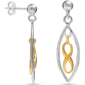Charmsy 925 Sterling Silver Lightweight Italian Design Cubic Zirconia Three Link Paperclip Link-Chain Liner Drop Dangle Earrings for Women Teen 36 MM