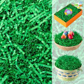 JOYIN 16oz Easter Grass, Pure Light Green Recyclable Paper Grass, Shred Raffia Crinkle Cut for Easter Egg Hunt, Party Bag Decor Favors, Gift Wrapping