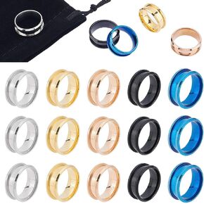 UNICRAFTALE Blank Core Ring Stainless Steel Grooved Ring Round Empty Ring for Inlay Ring Jewelry Wedding Band Making