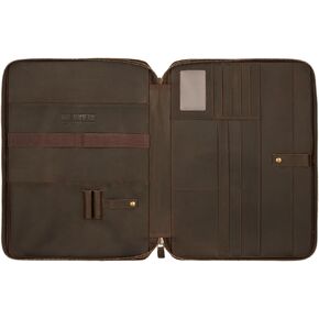 Awesometik Leather Organizer Portfolio with Multiple Slots - Genuine Full Grain Crazy Horse Leather Mac Bag