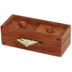 Bits and Pieces - Secret Money Box IV Red Brainteaser - Wooden Puzzle Gift Box - Secret Compartment Brain Game