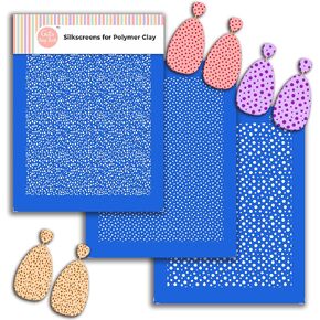 Polka Dots شاشة شاشة شاشة الطين البوليمر ، 3 أجهزة كمبيوتر نقطات عشوائية نمط شاشة حريرية لصنع قرط البوليمر ، شاشة الحرير القابلة لإعادة الاستخدام للبوليمر SSCMB-5