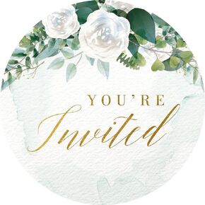 Mobiusea Creation White Floral Wedding Invitation Stickers | 1.4 inch | Gold Foil | 108pcs Waterproof Wedding Envelope Stickers for Wedding, Bridal Shower, Birthday, Baby Shower and Party