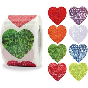 1.5'' Heart Stickers, Heart Stickers for Kids, 500Pcs Colorful Heart Stickers Roll, Heart Stickers for Envelopes, Self Adhesive Love Decorative Labels for Wedding Valentine’s Day Award Christmas Gift