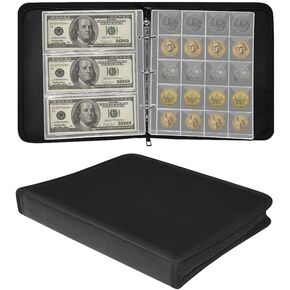 Coin Collection Book Holder, 360 Pockets, 36 Sleeves, Coin Album for Collectors Classic Large Capacity Coin Collection Organizer Storage Box for Coin Currency Bill Pennies Quarters Stamp