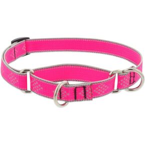 Lupine Reflective Martingale Dog Collar 3/4" Wide Pink Diamond Adjusts from 14" to 20"