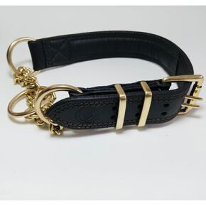 k9 Handmade Leather Martingale Collar for Dogs 100% Brass Hardware Suitable for Medium, Large, Extra Large Breed Dogs Training. Includes Leather Apple Airtag Dog Collar Pocket. (Medium)