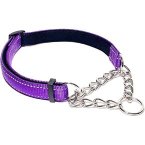 Martingale Collar for Dogs Reflective Nylon Dog Training Collars Soft Padded No Pull Adjustable Collars Stainless Steel Chain Collar for Large/Medium/Small Dogs(Sky Blue,M)