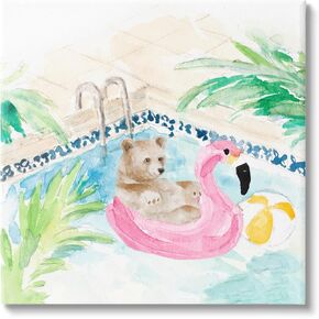 Stupell Industries Bear Floating Summer Pool Lounging Canvas Wall Art, Design by Lanie Loreth