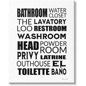 Stupell Industries Bathroom Washroom Loo Phrases Canvas Wall Art, Design by Susan Ball