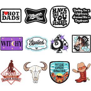 12PC Funny Embroidered Trucker Hat Patches, Pink Series, Iron On Patches for Hats, Jackets, Backpacks, DIY Crafts, Decorative Sew On Patches for Men & Women